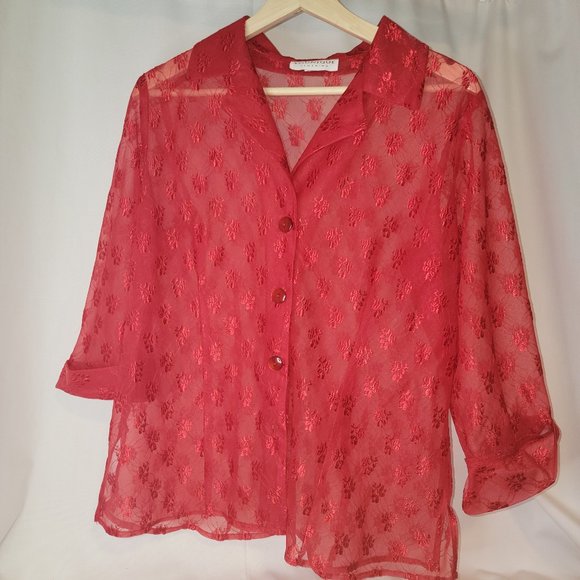 Younique Tops - Younique Clothing - sheer red blouse - Women's size Large - gently worn